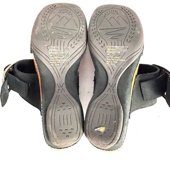 White Mountain Footbeds Slip On Platform Wedge Heel Sandals Black Leather Size 8 - Picture 7 of 12